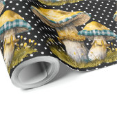 Waterverf Gingham Mushroom Garden Cadeaupapier (Rol Hoek)