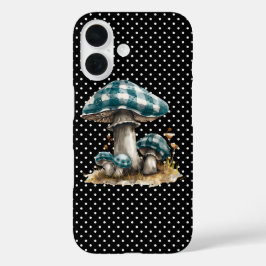 Waterverf Gingham Mushroom Garden iPhone 16 Hoesje