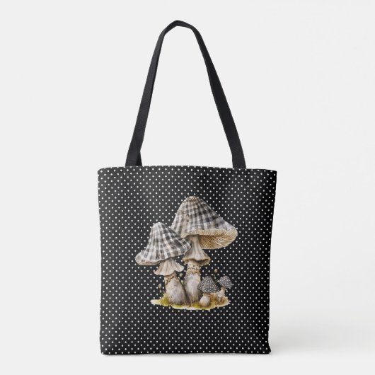 Waterverf Gingham Mushroom Garden Tote Bag (Achterkant)