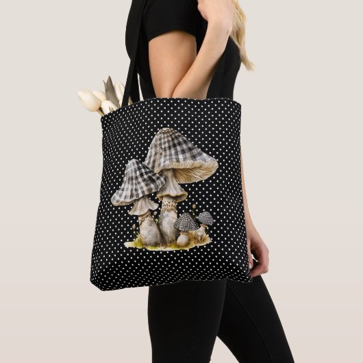Waterverf Gingham Mushroom Garden Tote Bag (Dichtbij)