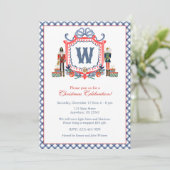 Waterverf Gingham Notenkraker Muis Monogram Wapen Kaart (Staand voorkant)