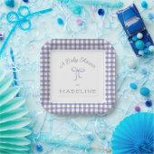 Waterverf Gingham Paarse Baby shower Papieren Bordje (Feest)