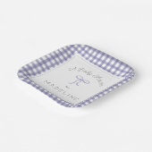 Waterverf Gingham Paarse Baby shower Papieren Bordje (Gebogen)