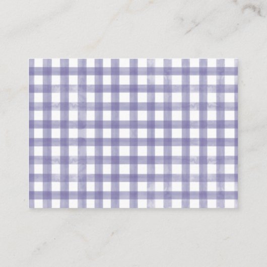 Waterverf Gingham Paarse Luier Raffle Informatiekaartje (Achterkant)
