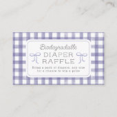 Waterverf Gingham Paarse Luier Raffle Small Informatiekaartje (Voorkant)