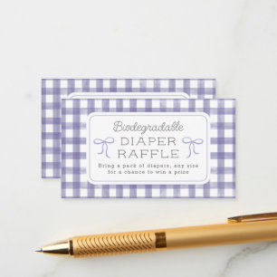 Waterverf Gingham Paarse Luier Raffle Small Informatiekaartje