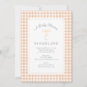 Waterverf Gingham Peach Baby shower Kaart (Voorkant)