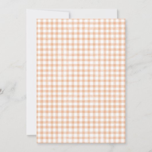 Waterverf Gingham Peach Baby shower Kaart (Achterkant)