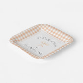 Waterverf Gingham Peach Baby shower Papieren Bordje (Gebogen)