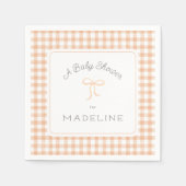 Waterverf Gingham Peach Baby shower Servet (Voorkant)
