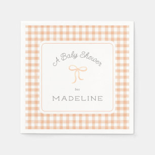 Waterverf Gingham Peach Baby shower Servet