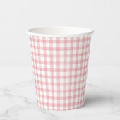 Waterverf Gingham Pink Baby shower Papieren Bekers (Achterkant)