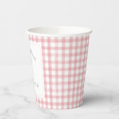 Waterverf Gingham Pink Baby shower Papieren Bekers (Links)