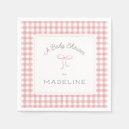 Waterverf Gingham Pink Baby shower Servet