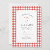 Waterverf Gingham Red Baby shower Kaart (Voorkant)