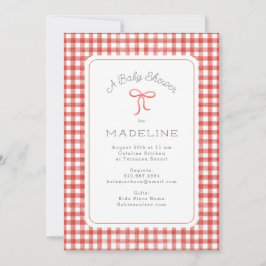 Waterverf Gingham Red Baby shower Kaart