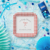 Waterverf Gingham Red Baby shower Papieren Bordje (Feest)