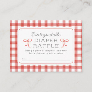 Waterverf Gingham Red Diaper Raffle Informatiekaartje
