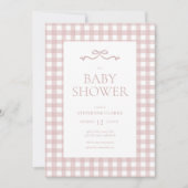 Waterverf Gingham & Ribbon Bow Girl Baby shower Kaart (Voorkant)