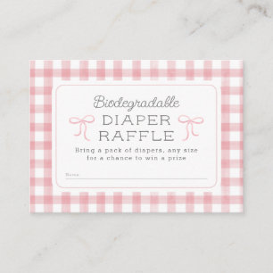 Waterverf Gingham Roze Luier Raffle Informatiekaartje