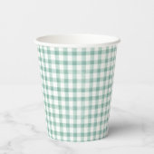 Waterverf Gingham Sage Green Baby shower Papieren Bekers (Achterkant)
