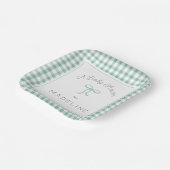 Waterverf Gingham Sage Green Baby shower Papieren Bordje (Gebogen)