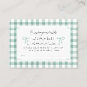Waterverf Gingham Sage Groene Luier Raffle Informatiekaartje