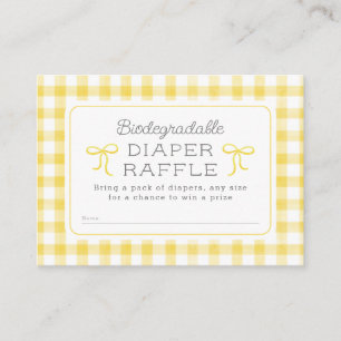 Waterverf Gingham Yellow Diaper Raffle Informatiekaartje