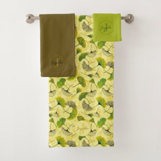 Waterverf Ginkgo Biloba Botanisch Patroon Bad Handdoek