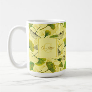 Waterverf Ginkgo Biloba laat botanisch patroon ach Koffiemok