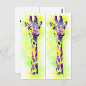 Waterverf Giraffe 2 boekmerk Briefkaart (Voorkant / Achterkant)