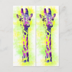 Waterverf Giraffe 2 boekmerk Briefkaart
