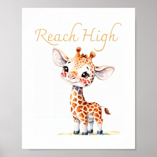 Waterverf Giraffe Afdrukken met Inspirerend offert Poster (Voorkant)