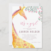 Waterverf Giraffe Baby shower Kaart (Voorkant)