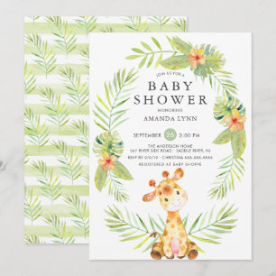 Waterverf Giraffe Baby shower Kaart