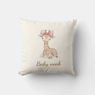 Waterverf Giraffe Babydeken met Eigen Naam - Pers Kussen