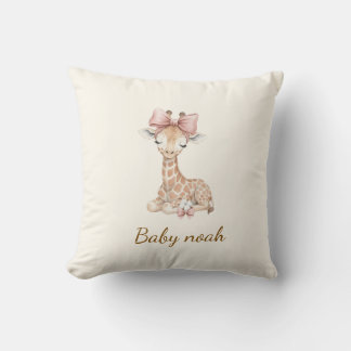 Waterverf Giraffe Babydeken met Eigen Naam - Pers Kussen