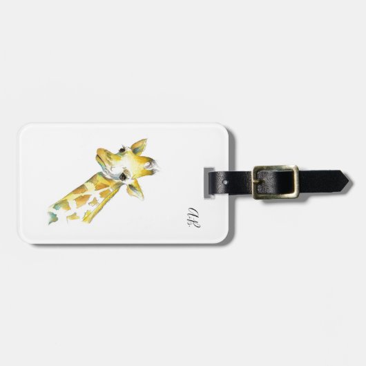 Waterverf Giraffe Bagagelabel (Voorkant horizontaal)