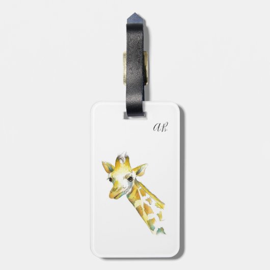Waterverf Giraffe Bagagelabel (Achterkant verticaal)