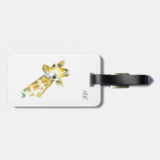 Waterverf Giraffe Bagagelabel (Achterkant horizontaal)