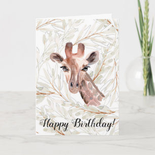 Waterverf Giraffe Birthday Kaart