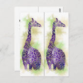 Waterverf Giraffe boekmarkeringen Briefkaart (Voorkant / Achterkant)