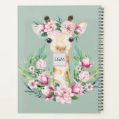 Waterverf GIRAFFE Boho roze bloemen meisjes genaam Planner (Achterkant)