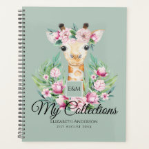 Waterverf GIRAFFE Boho roze bloemen meisjes genaam