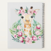 Waterverf GIRAFFE Boho roze bloemen meisjes genaam Planner (Achterkant)
