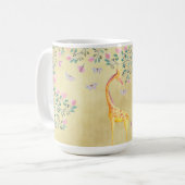 Waterverf Giraffe Butterflies en Blossom Koffiemok (Voorkant links)