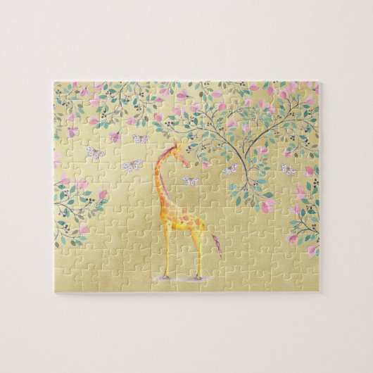 Waterverf Giraffe Butterflies en Blossom Legpuzzel (Horizontaal)
