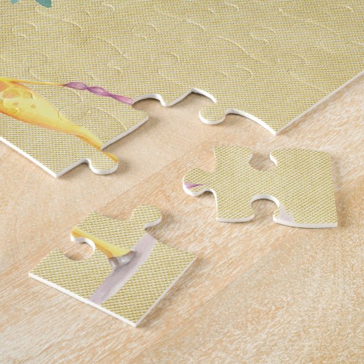 Waterverf Giraffe Butterflies en Blossom Legpuzzel (Zijkant)