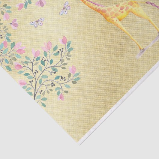 Waterverf Giraffe Butterflies en Blossom Tissuepapier (Detail)