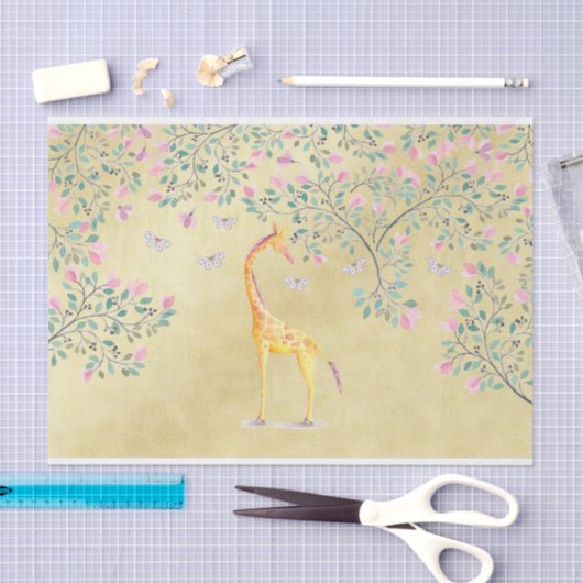 Waterverf Giraffe Butterflies en Blossom Tissuepapier (Craft)